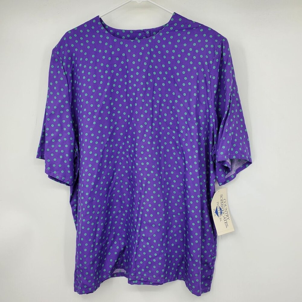 NWT Vintage Country Sophisticates by Pendleton Purple Polka Dot Blouse 20W